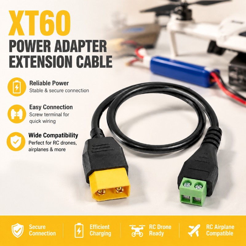 Drone Battery Balance Charger - Cabo Adaptador XT60 Macho-Fêmea para Bloco