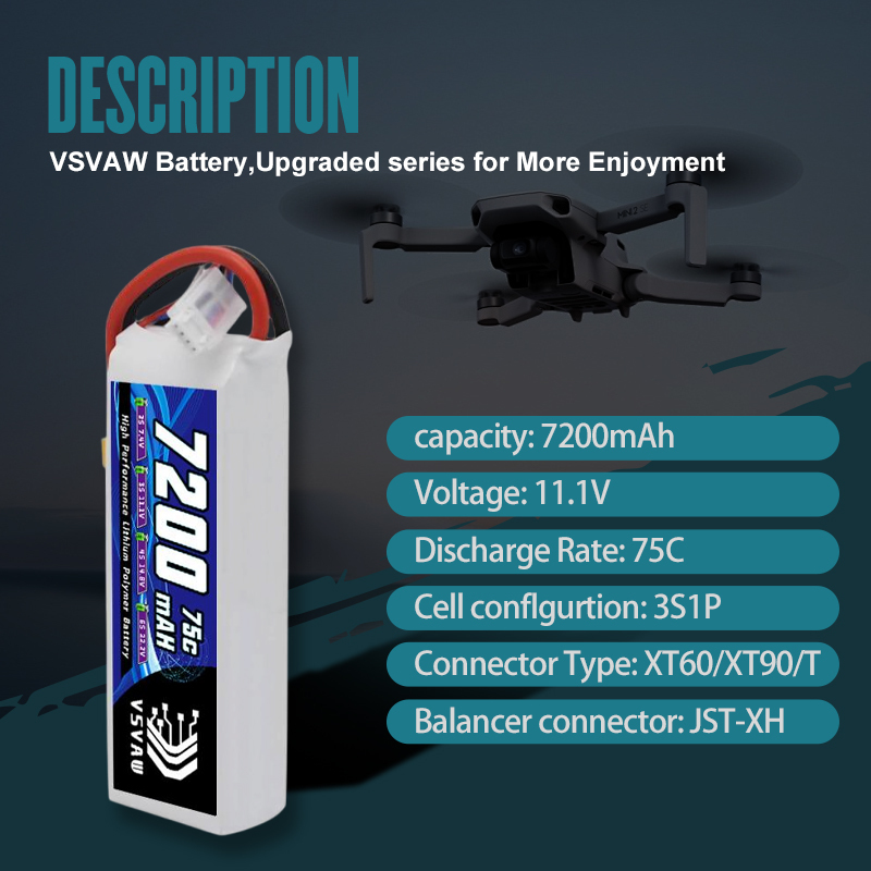 Vsvaw 3s lipo bateria 11.1v 72 - Drone Battery 3S avaliação e preço