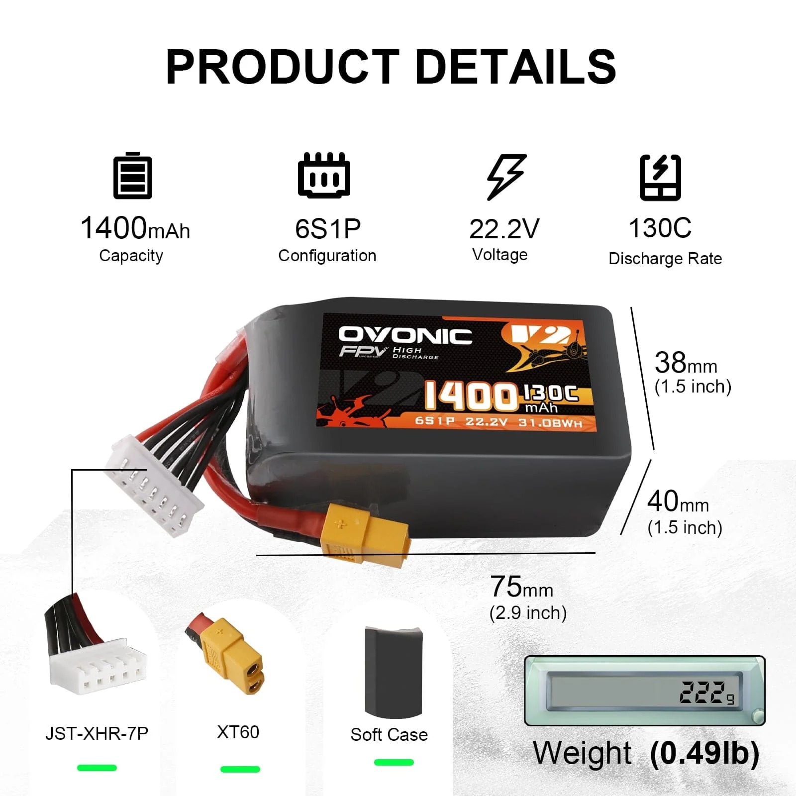 Bateria LiPo Ovonic 6S 22.2V 1 - Drone Battery Bag avaliação e preço